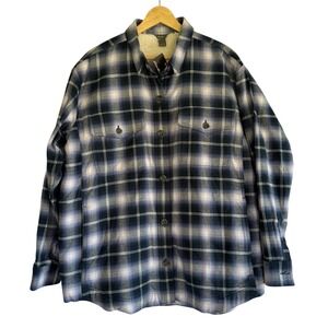 Eddie Bauer Women Blue Plaid Sherpa Lined Flannel Shirt Jacket XL NWT 1028